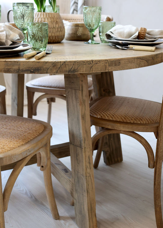 Altholz Esstisch ISA rund D 120 cm - Recyclingholz Esstisch natur