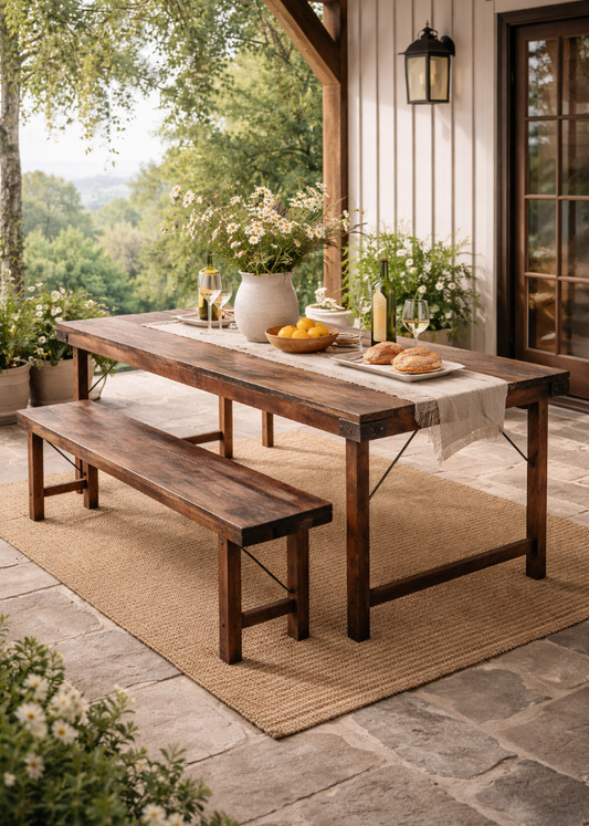 Rustikaler Gartentisch LUKA 173 cm aus altem Holz – klappbarer Holztisch für Garten und Terrasse