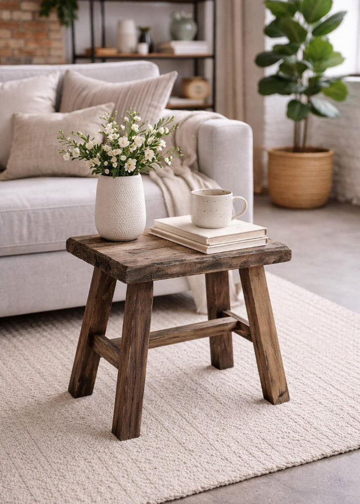 Altholz Hocker JAMES eckig vintage B 40 cm