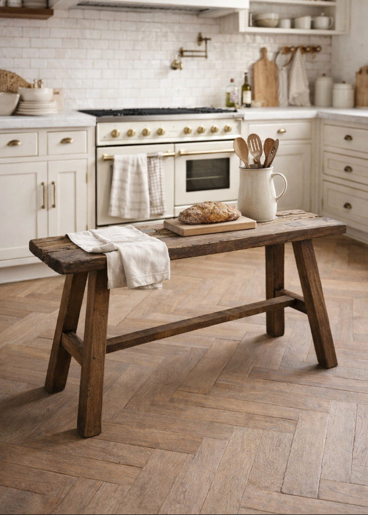 Altholz Hocker Eckig Vintage - Farbe: Natur