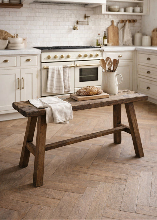 Altholz Hocker Eckig Vintage - Farbe: Natur