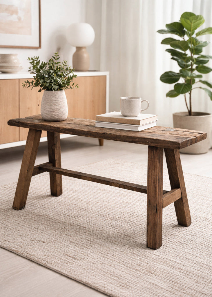 Altholz Hocker Eckig Vintage - Farbe: Natur