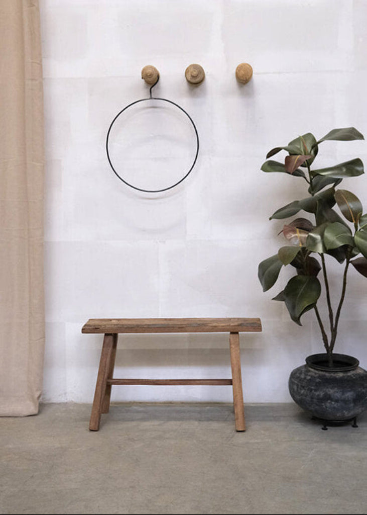 Altholz Hocker vintage, kleine Sitzbank im Landhausstil