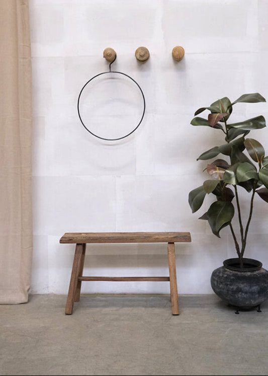 Altholz Hocker vintage, kleine Sitzbank im Landhausstil