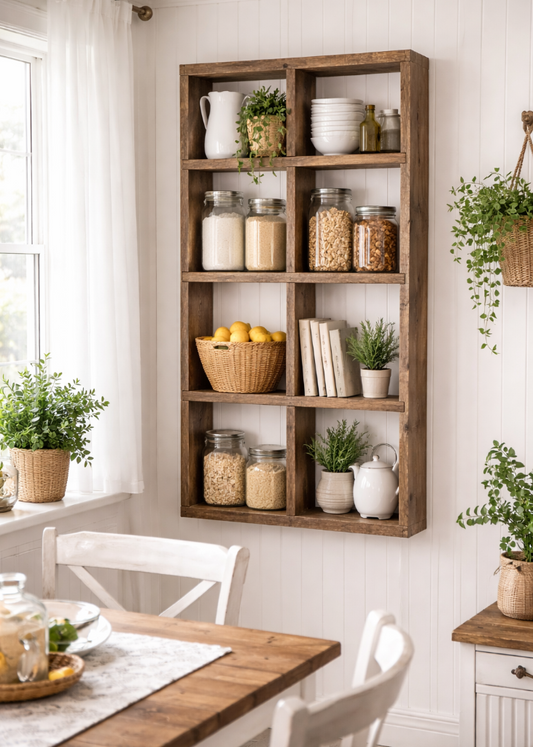 Altholz Wandregal PEP 6 Fächer H 152 cm - Altholzmöbel