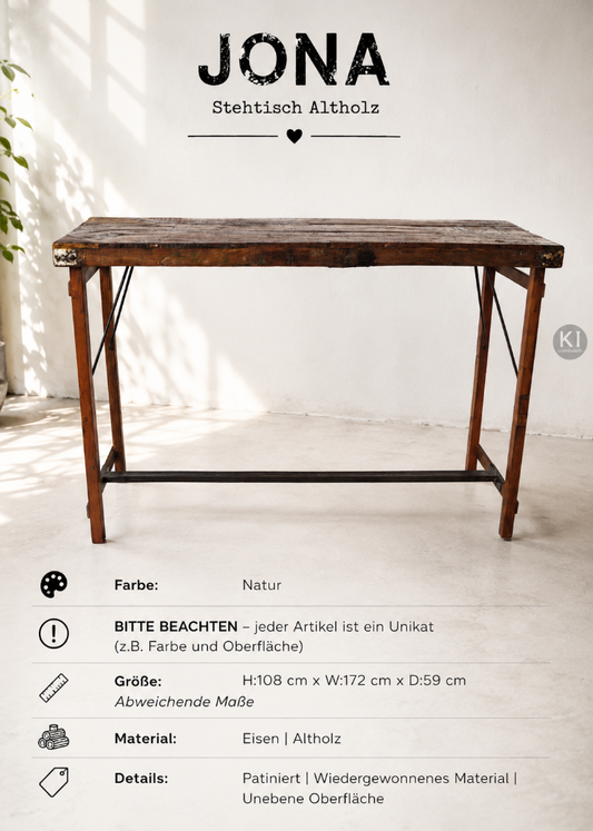 Stehtisch altes Holz L 172 cm, Bartisch für Zuhause und Gastronomie