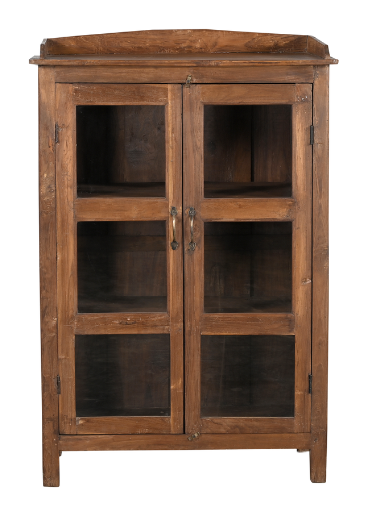 Rustikale Vitrine aus Altholz mit Glasfront, dekorativer Landhaus Schrank für Küche oder Wohnzimmer, Unikat Möbel