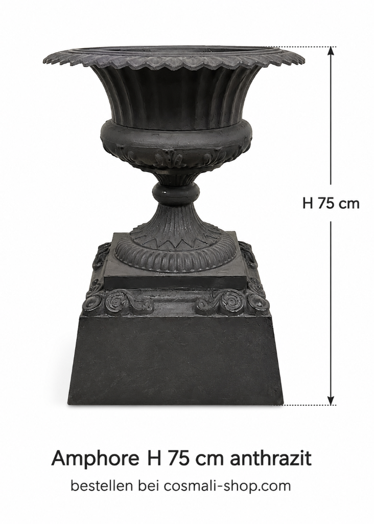 Amphore H 75 cm anthrazit Gusseisen - antiker Landhausstil