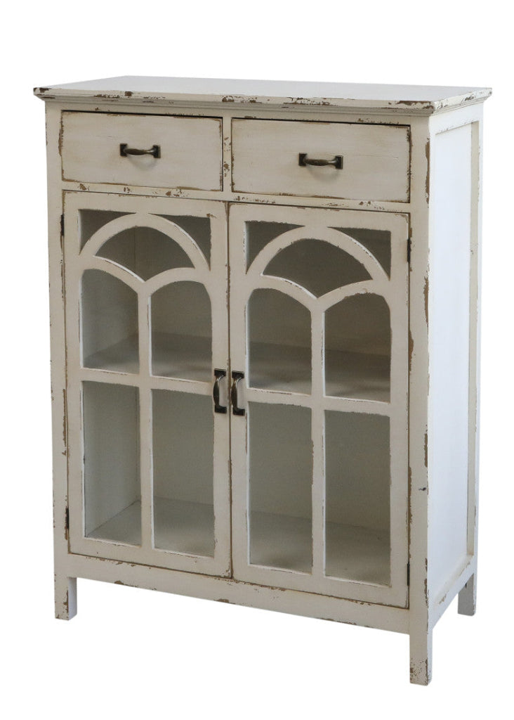 Kleine creme-weiße Anrichte im Shabby Chic Landhausstil für Küche und Esszimmer