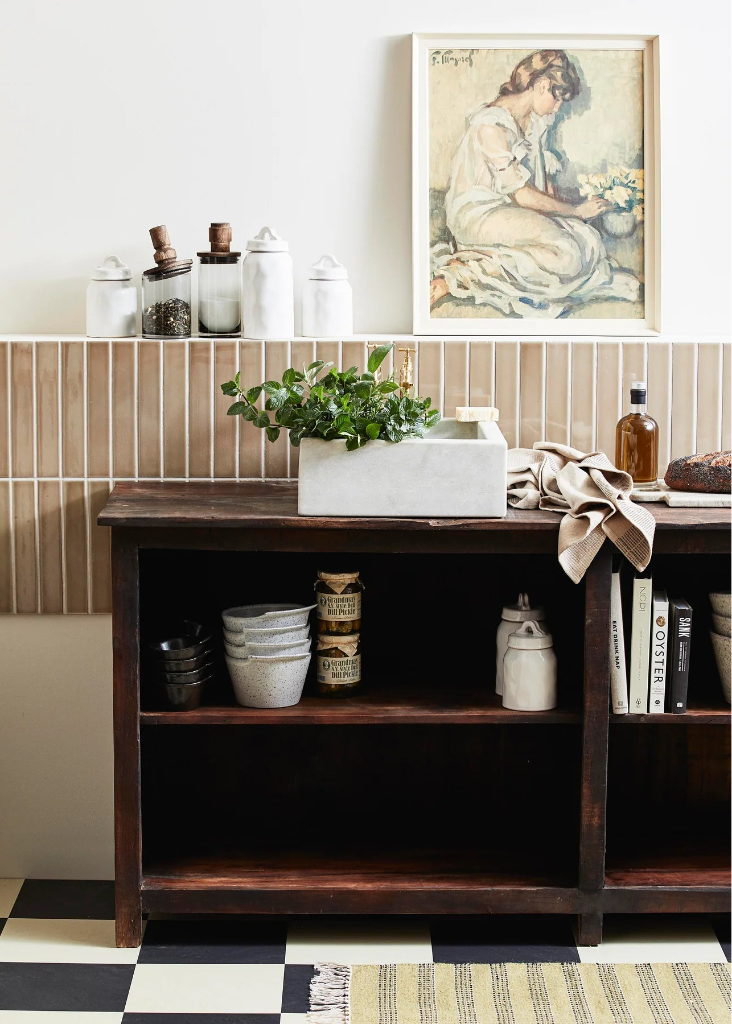 Offene Anrichte altes natur Holz B 200 cm vintage Ladeneinrichtung im Landhaustil