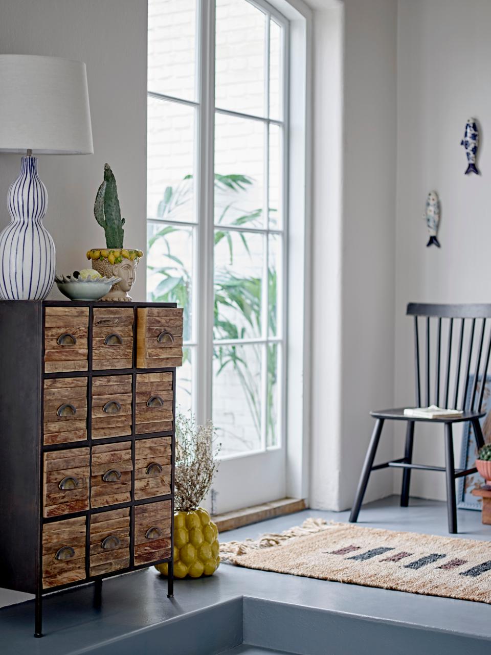 Kommode MATTI 12 Schubladen, Anrichte Industrial Holz-Metall