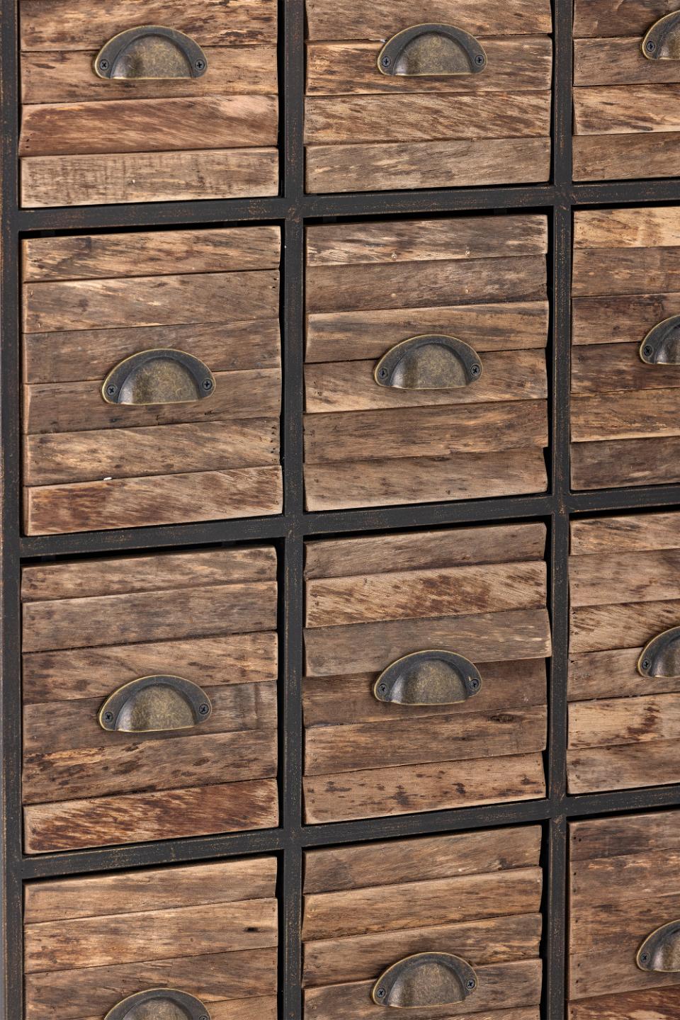 Kommode MATTI 12 Schubladen, Anrichte Industrial Holz-Metall