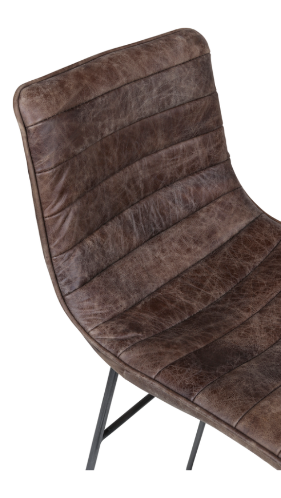 Barhocker Leder braun-schwarze Metallbeine U-Form industriell 