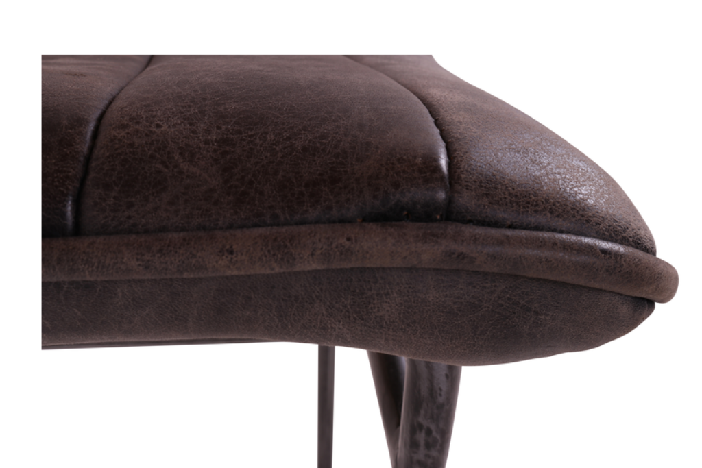 Barhocker dunkelbraunes Leder und Metallbeine