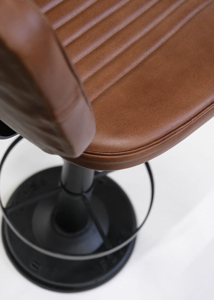Barhocker Naturleder-Metall drehbar
