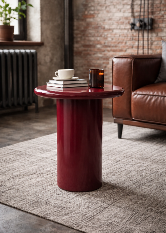 Beistelltisch rund D 45 cm rot-burgundi - modernes Design