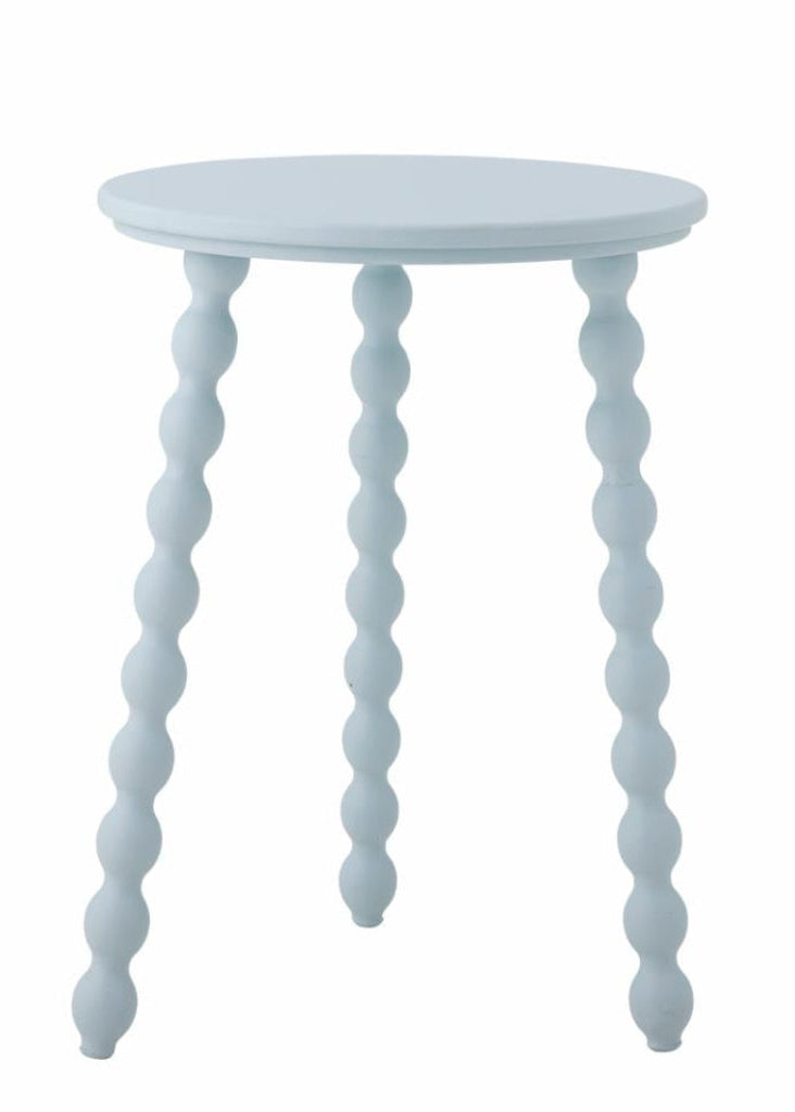 Beistelltisch, Hocker blau rund im Landhausstil, kleiner Tisch