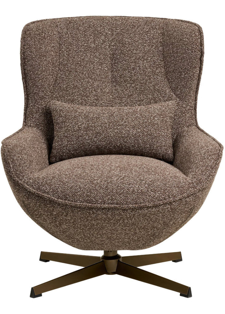 Moderner Lounge-Sessel BELLA mit Drehfunktion – Braun Meliert