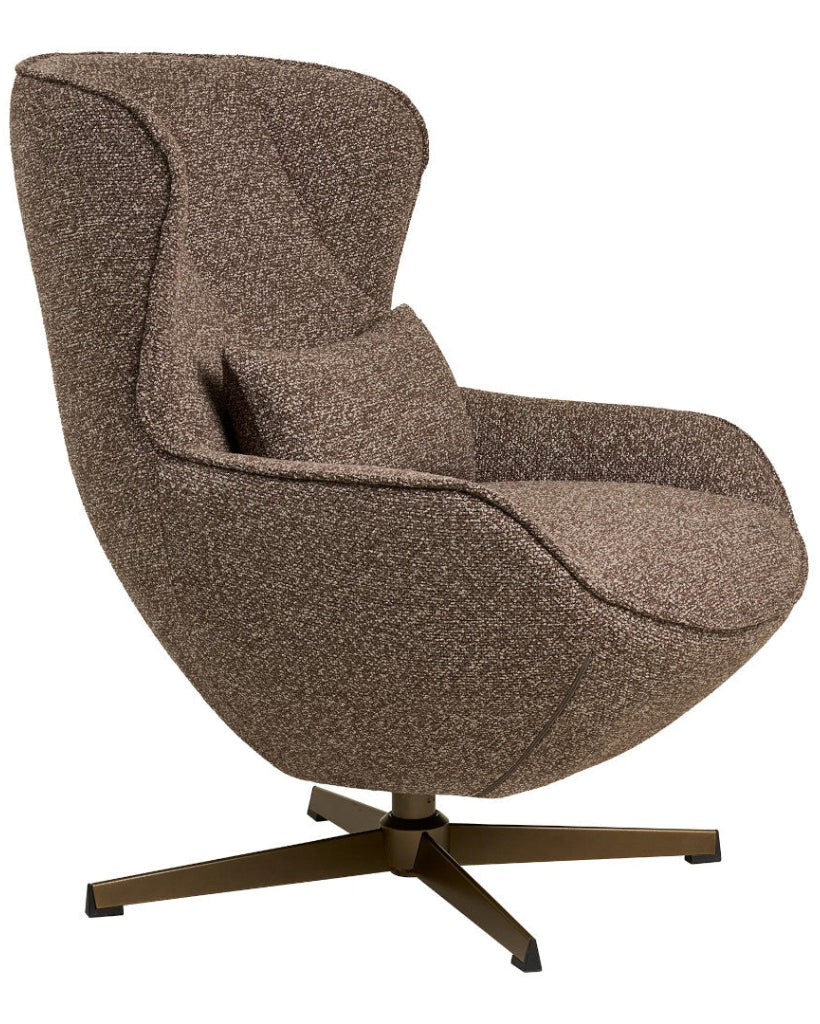 Moderner Lounge-Sessel BELLA mit Drehfunktion – Braun Meliert