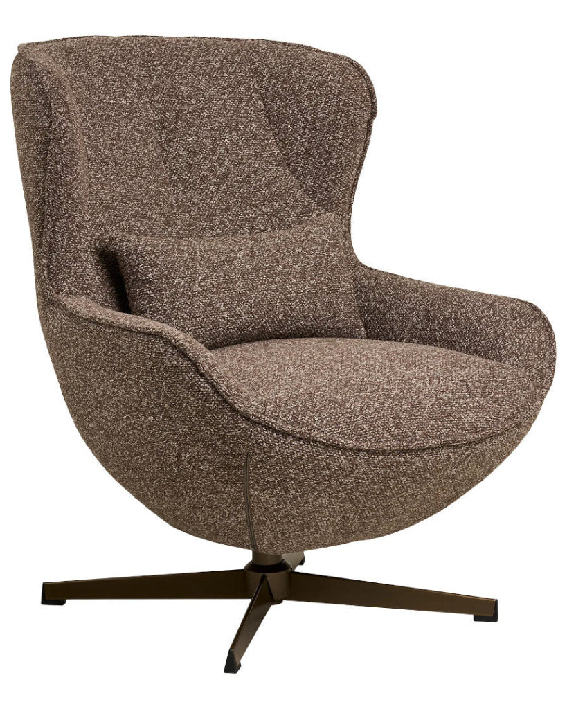 Moderner Lounge-Sessel BELLA mit Drehfunktion – Braun Meliert