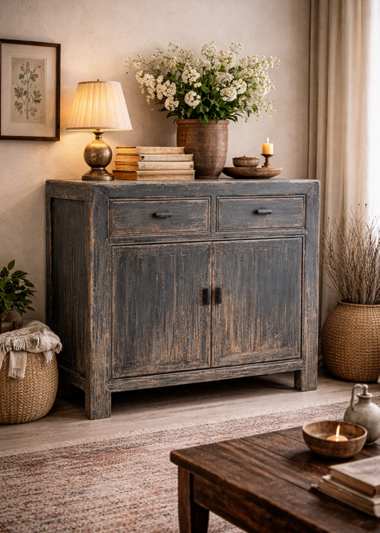 Alte Anrichte TILLY Shabby Blau – Handgefertigtes Unikat