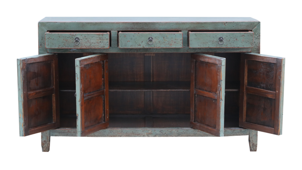 Rustikale Holzkommode shabby chic blau mit praktischem Stauraum für moderne Wohnräume