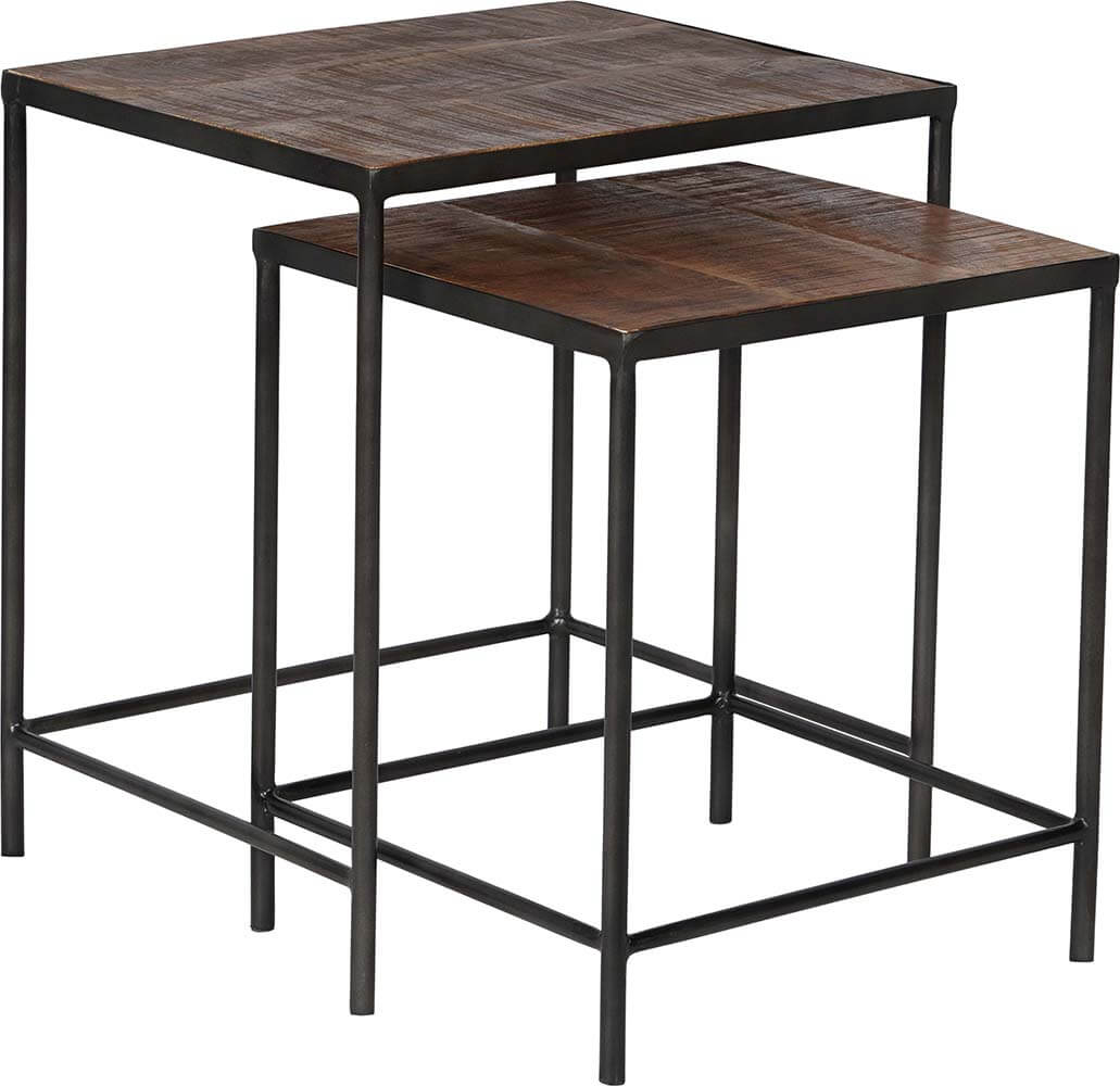 Couchtisch-Set Holz-Metall Industrial Natur - 2er Set Satztische