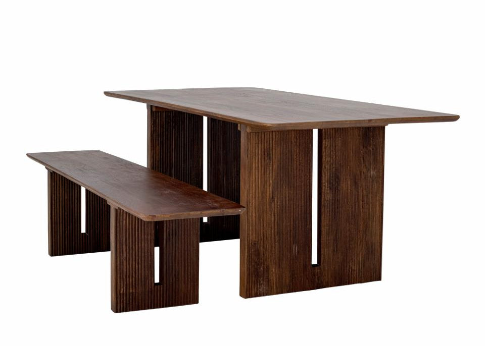 Designer Esstisch Massivholz L 180 cm, mit passender Sitzbank