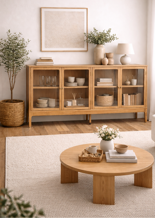 Elegante Sideboard-Vitrine im Skandi-Landhaus-Stil