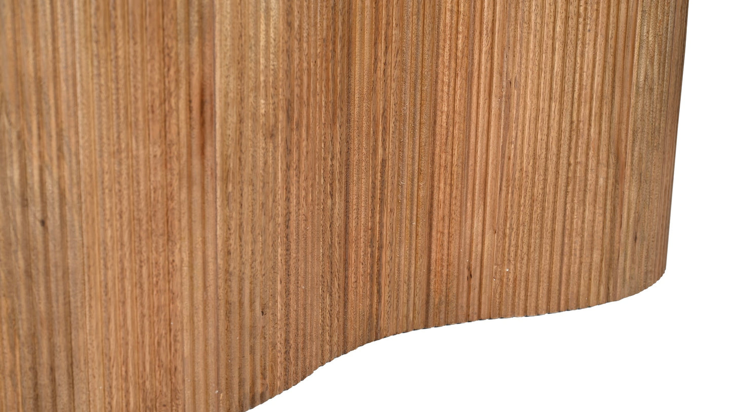 Eleganter Gastronomietisch aus massivem Mango Holz in Natur mit Designer Säulenfuß