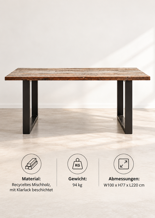 Esstisch ELISA altes Holz & Metall - Industriedesign Möbel