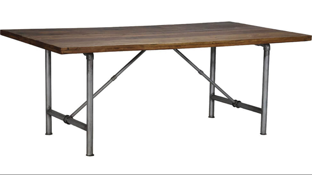 Esstisch Altholz-Rohrbeine aus Eisen 200 x 100 cm