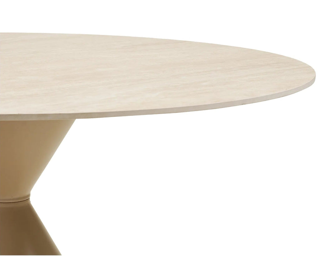 Esstisch Keramik Travertin-Muster Sand ø120 cm | Modernes Design