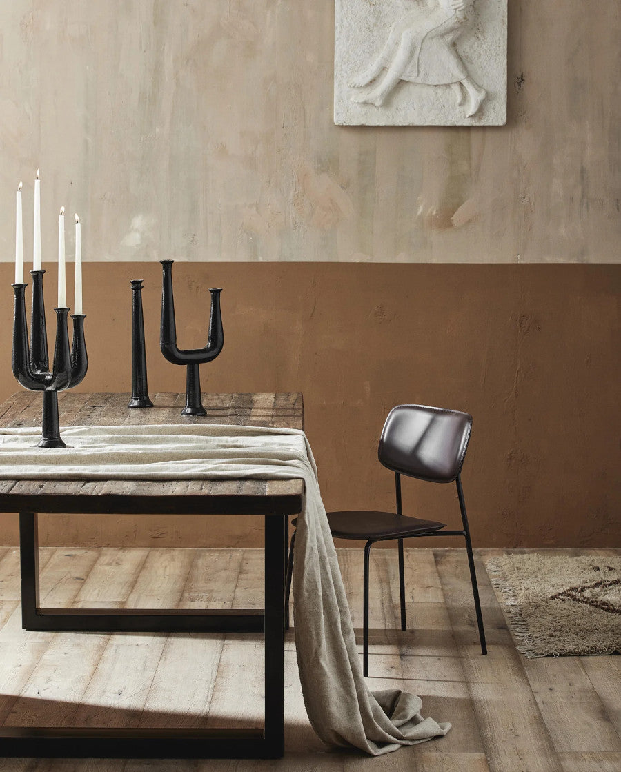 Esstisch aus recyceltem Mischholz und  schwarzem Eisen U-Beinen, Industriedesign, 220x100cm, 94kg