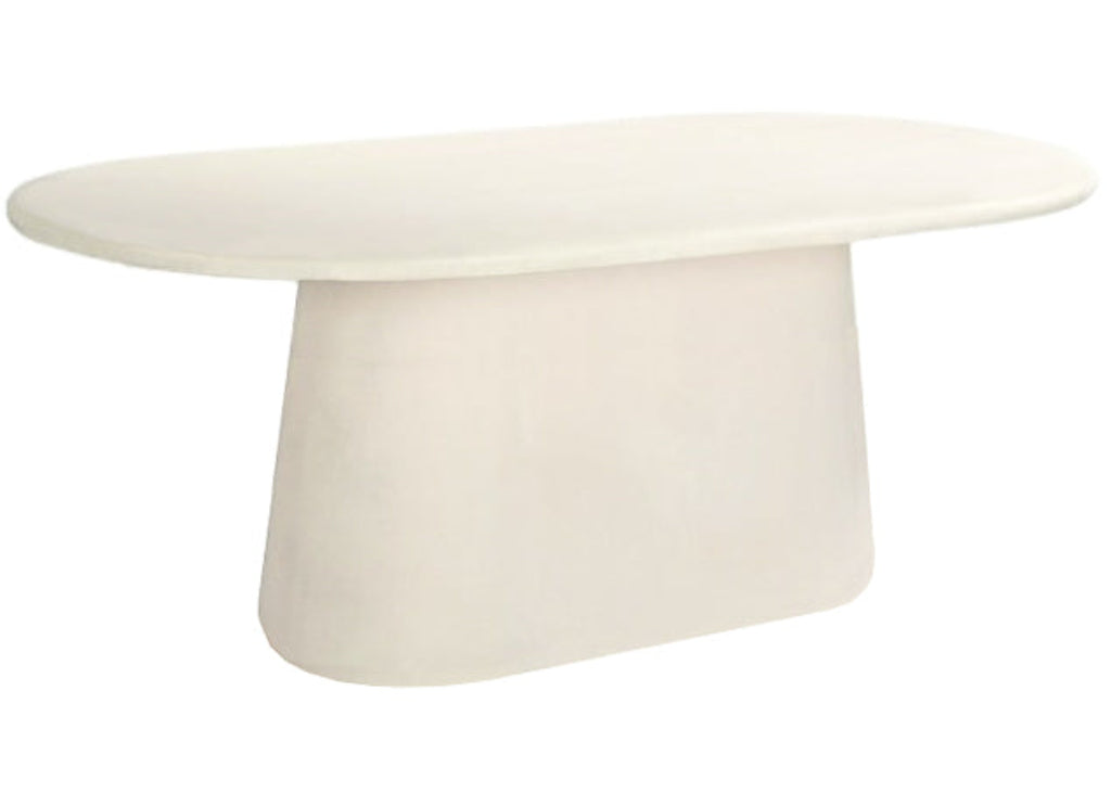 Moderner Design Esstisch oval 200 cm cremeweiß aus Beton MDF mit zeitloser Form für stilvolle Wohnräume