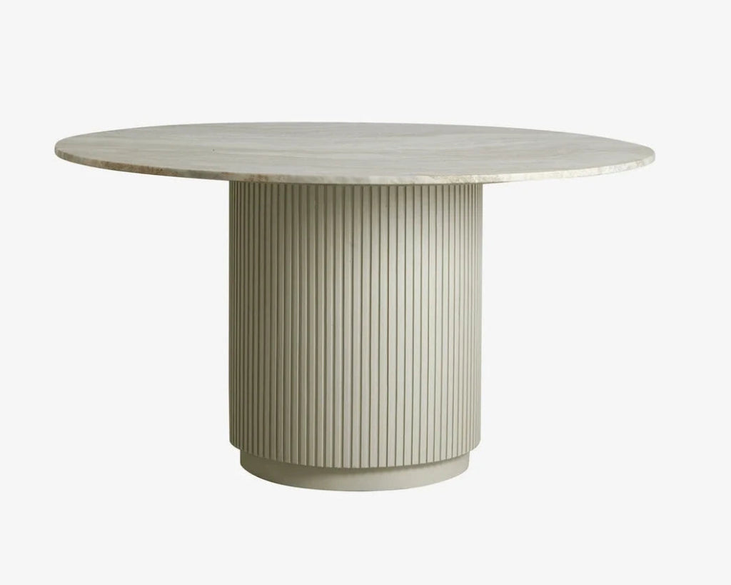 Marmor Esstisch weiß RIA rund 140 cm - Naturmarmor & Holz