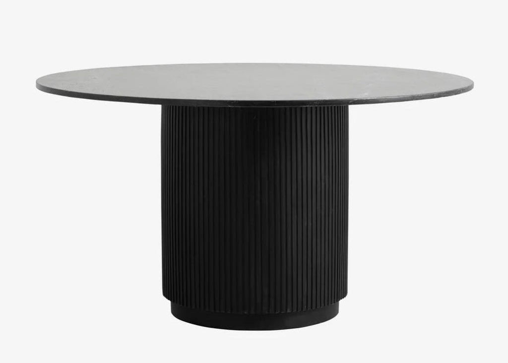 Marmor Esstisch schwarz RIA rund 140 cm - Schwarzmarmor & Holz