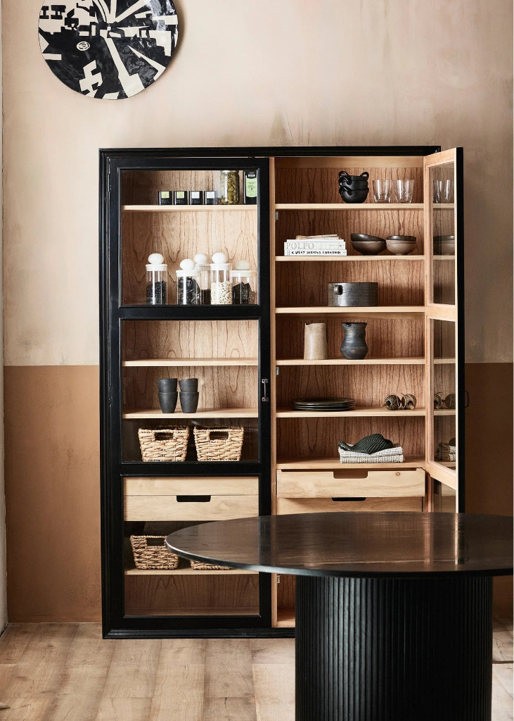 Marmor Esstisch schwarz RIA rund 140 cm - Schwarzmarmor & Holz