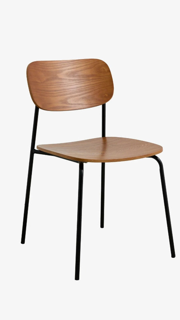 Bistrostuhl MIA - Esszimmerstuhl natur Holz-schwarz Metall industrial