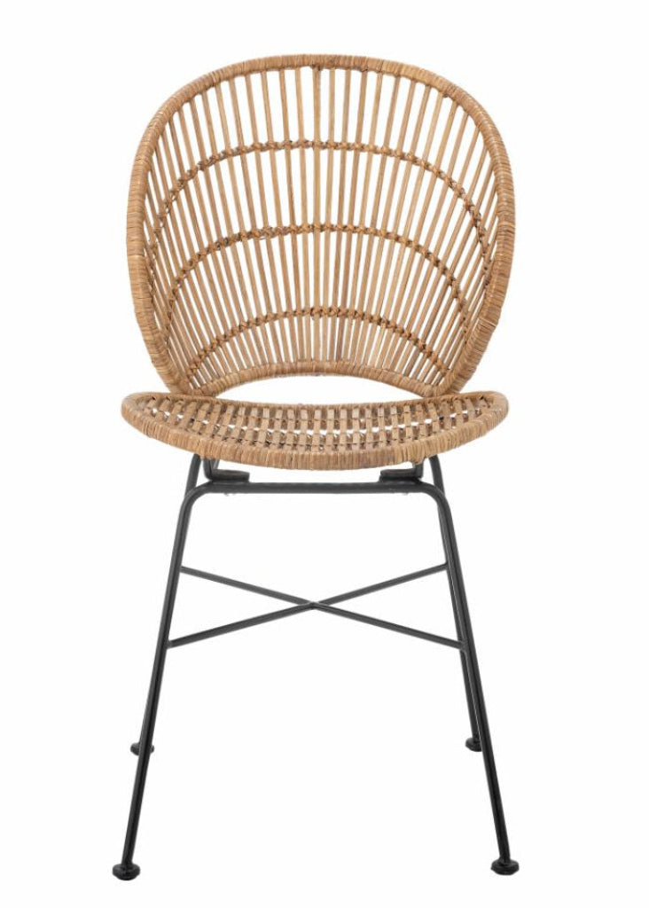 Rattan natur Esszimmerstuhl schwarze Metallbeine, Landhausstil