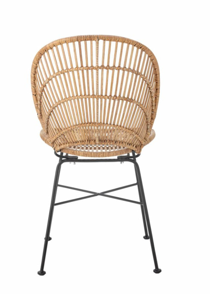 Rattan natur Esszimmerstuhl schwarze Metallbeine