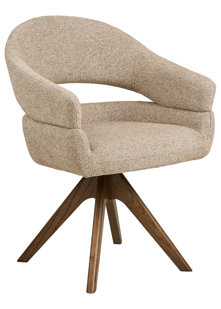 Esszimmerstuhl DAN, Drehfunktion Sandfarben – Eiche | Komfort & Design