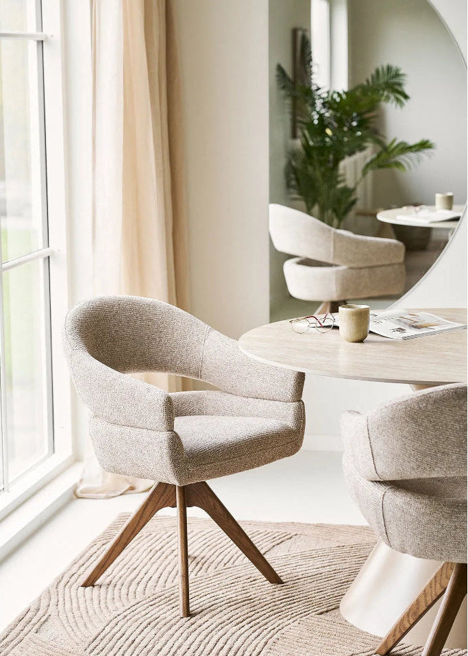 Esszimmerstuhl DAN, Drehfunktion Sandfarben – Eiche | Komfort & Design
