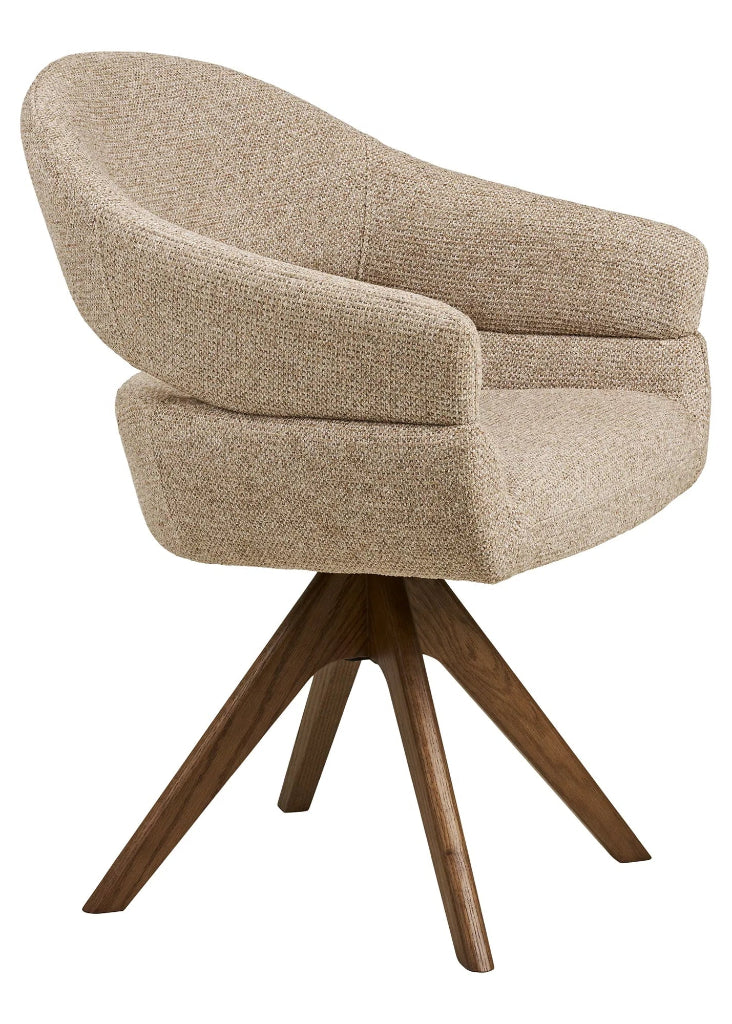 Esszimmerstuhl DAN, Drehfunktion Sandfarben – Eiche | Komfort & Design