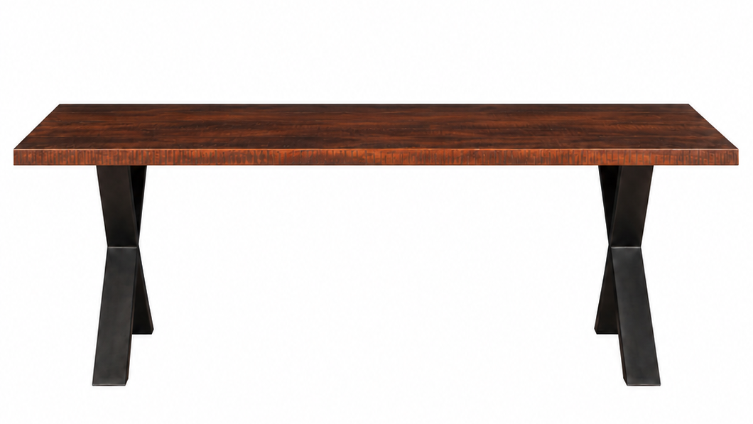 Esstisch Holz Metall 230 × 90 cm mit Kreuzgestell, passend für Esszimmer, Büro und Gastronomie