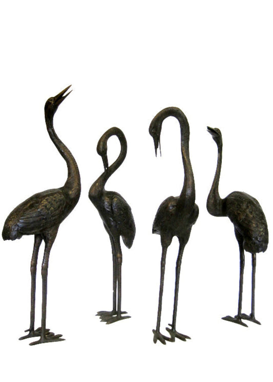 Garten-Brunnen Bronze "Bronzenes Set aus 4 Kranichen" H 100 cm