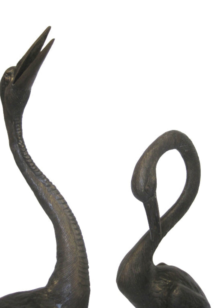 Gartenbrunnen Bronze "Bronzenes Set aus 4 Kranichen" H 100 cm