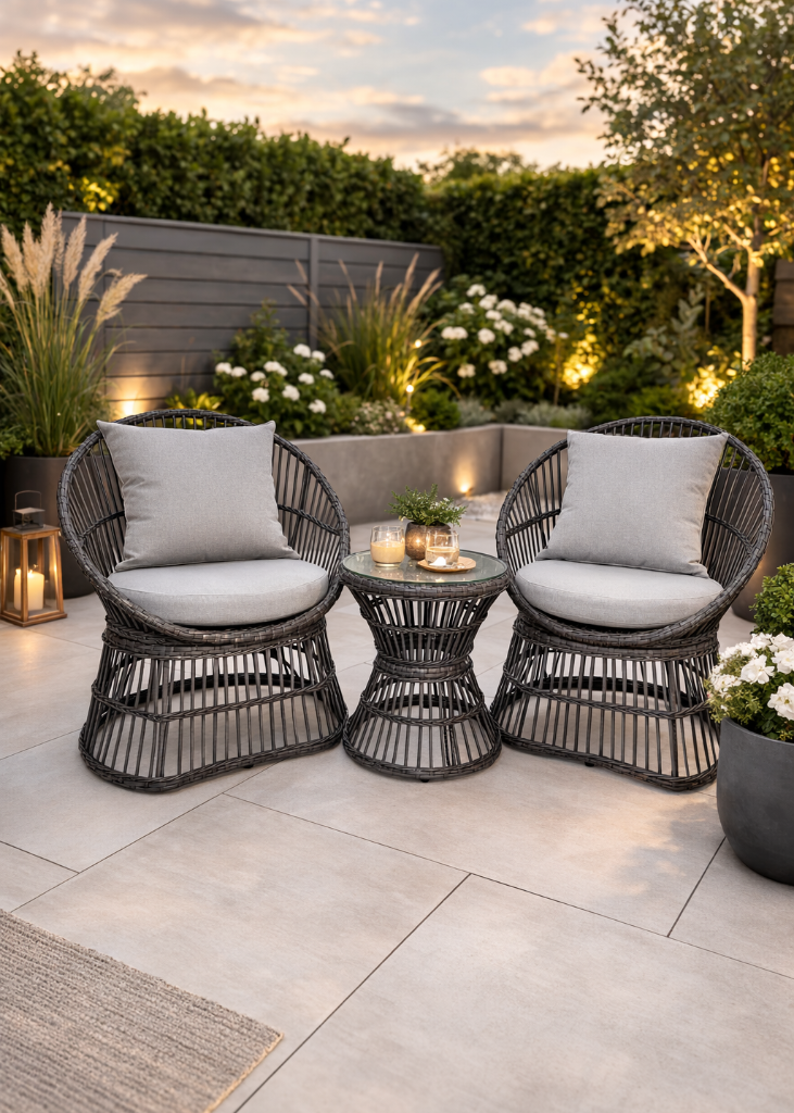 Landhaus Garten-Set KATI grau 3 Teile Polyrattan