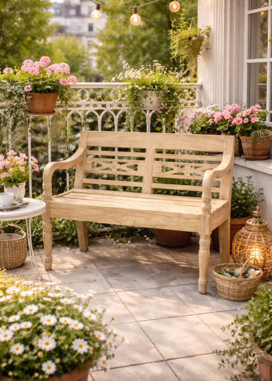 Gartenbank 100 cm aus Teakholz – kleine Balkonbank & Terrassenbank