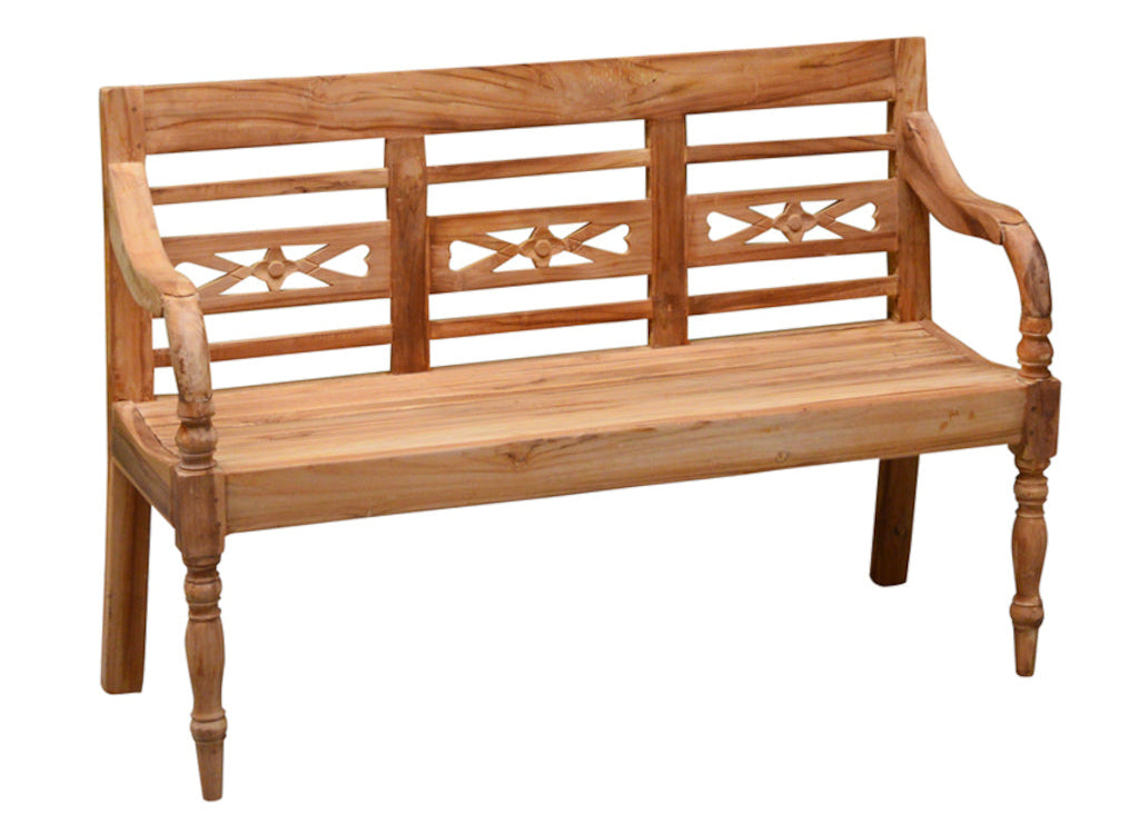 Landhaus Gartenbank 130 cm aus Teakholz – Balkonbank, Küchenbank